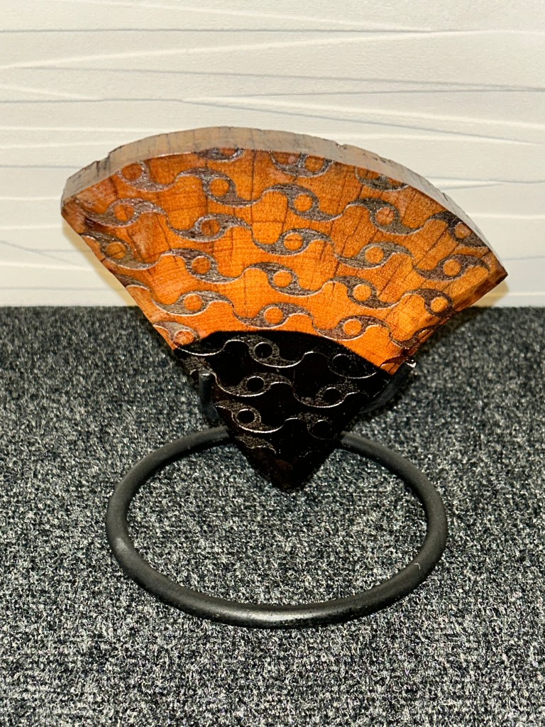 "Clouds On The Water" ebony wood wedge engraved